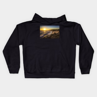 Sunset over the sand dunes at Gunnamatta Surf Beach, Mornington Peninsula, Victoria, Australia Kids Hoodie